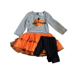 Hello Pumpkin Striped Halloween Tutu Set